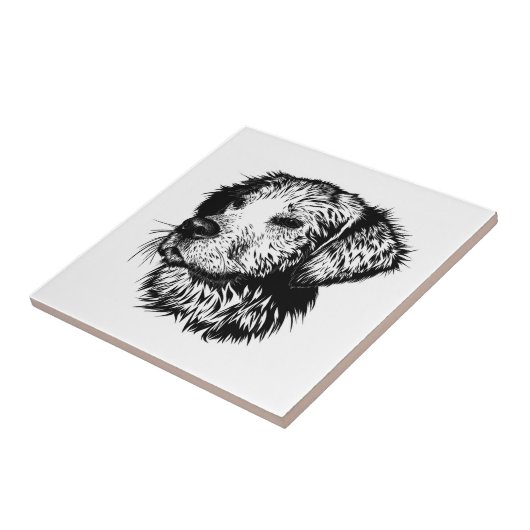 Canine Head Sketch Fliese (Seite)