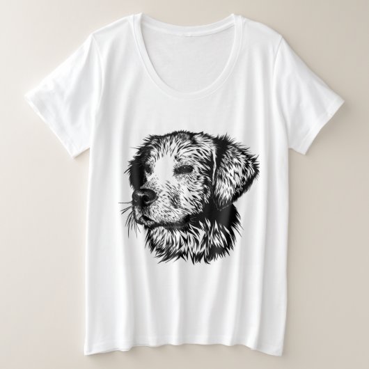 Canine Head Sketch Große Größe T-Shirt (Design vorne)