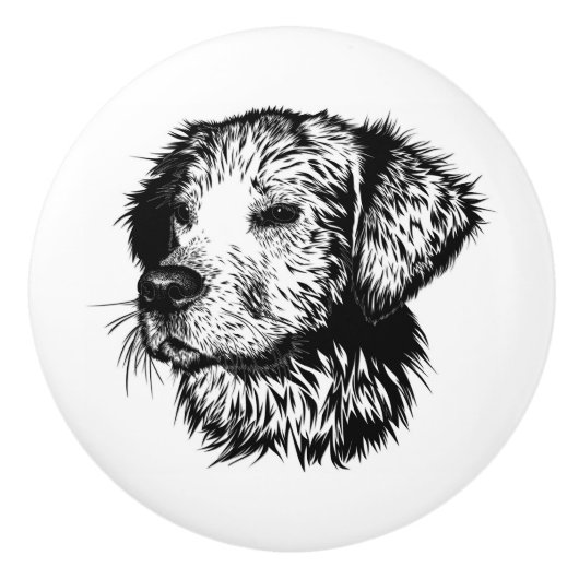 Canine Head Sketch Keramikknauf (Vorderseite)