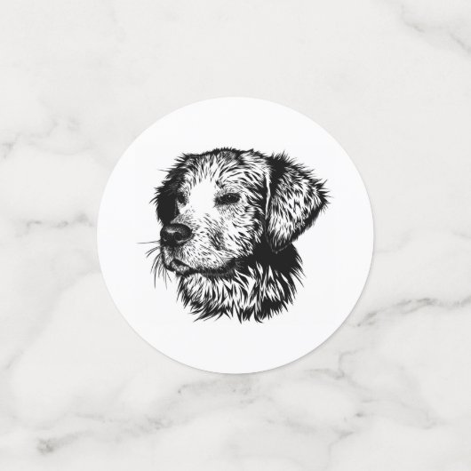 Canine Head Sketch Konfetti (Klein Vorderseite)