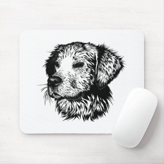 Canine Head Sketch Mousepad (Mit Mouse)