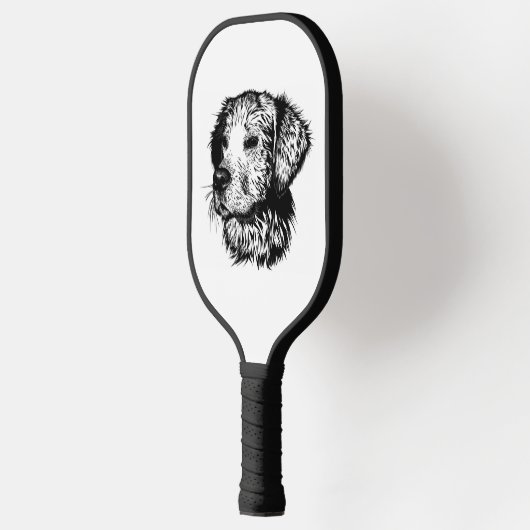 Canine Head Sketch Pickleball Schläger (Links)