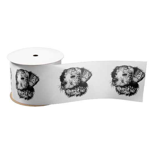 Canine Head Sketch Satinband (Spule)