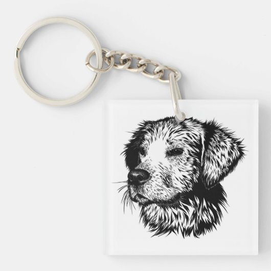 Canine Head Sketch Schlüsselanhänger (Vorderseite)