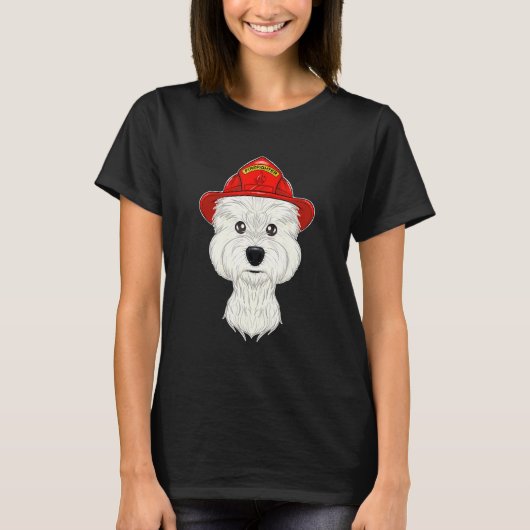 Canine I Fireman Dog I Firefighter West Highland T T-Shirt (Vorderseite)