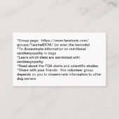 Canine Nutritional Cardiomyopathy - Aktualisierung Visitenkarte (Rückseite)