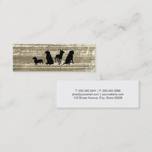 Canine Pack | Dog Training Rustikale Textur Mini Visitenkarte (Vorne/Hinten)