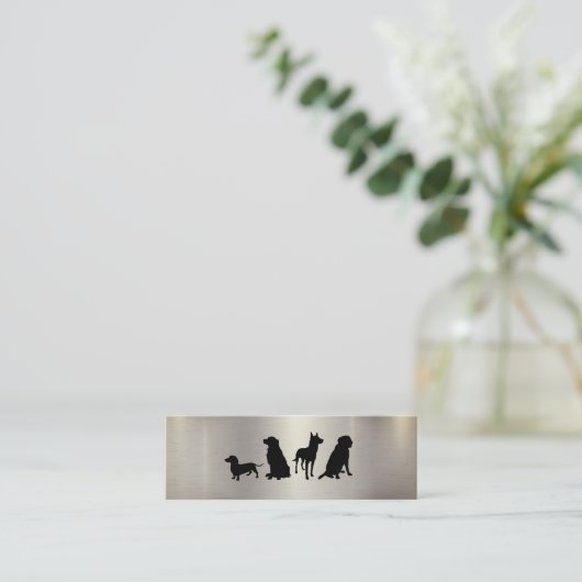 Canine Pack | Hunde Training Metal Shiny Hintergru Mini Visitenkarte (Stehend Vorderseite)