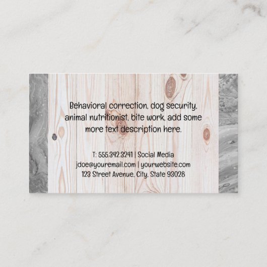 Canine Pack | Hundeschulung | Holz | Marmor Visitenkarte (Rückseite)