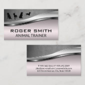 Canine Pack | Pink Metallic Grau Leather Visitenkarte (Vorne/Hinten)