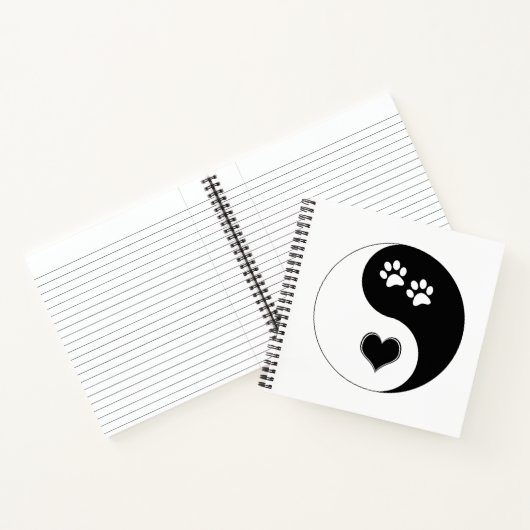 Canine Yin Yang Heart and Dog Paws Notizblock (Innenseite)