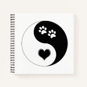 Canine Yin Yang Heart and Dog Paws Notizblock (Vorderseite)