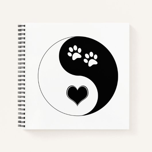 Canine Yin Yang Heart and Dog Paws Notizblock (Vorderseite)