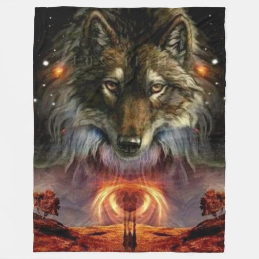 CANIS LUPIS (WOLF) FLEECEDECKE (Vorderseite)