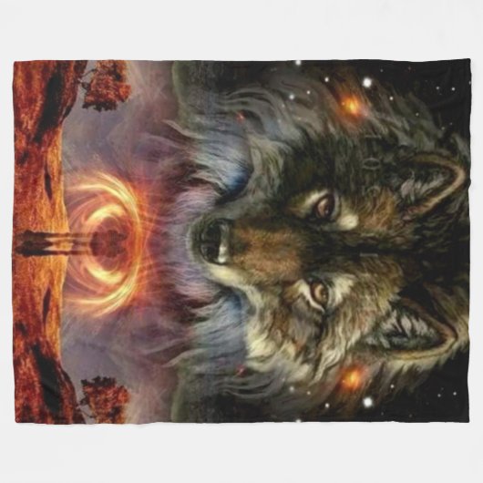 CANIS LUPIS (WOLF) FLEECEDECKE (Vorderseite (Horizontal))