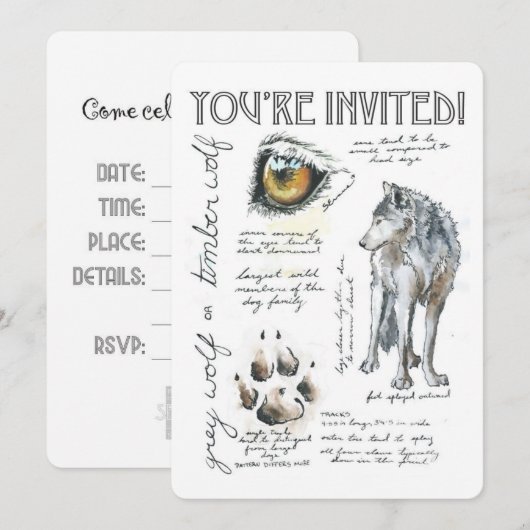 Canislupus-Wolf-Illustrations-Einladung Einladung (Vorne/Hinten)