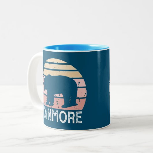 Canmore Alberta Retro Bear Zweifarbige Tasse (Vorderseite Links)