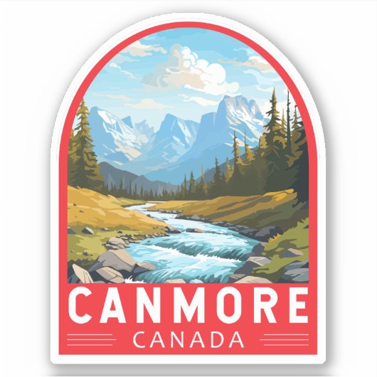 Canmore Canada Travel Art Vintag Aufkleber (Vorderseite)