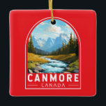 Canmore Canada Travel Art Vintag Keramikornament<br><div class="desc">Canmore Retro Vektor Reise Design. Canmore ist eine Stadt im Alberta's Rocky Mountains,  westlich von Calgary. Es ist bekannt für seine knackigen Gipfel wie die Drei Schwestern und Ha Ling Peak.</div>
