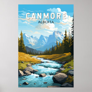 Canmore Canada Travel Art Vintag Poster