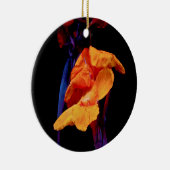 Canna Lilies auf Schwarz mit Blau Keramikornament (Rechts)