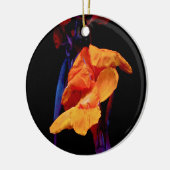 Canna Lilies auf Schwarz mit Blau Keramikornament (Links)