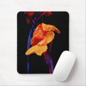 Canna Lilies auf Schwarz mit Blau Mousepad (Mit Mouse)