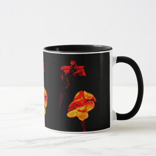 Canna Lilies auf schwarz Tasse (Rechts)