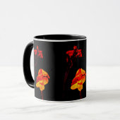 Canna Lilies auf schwarz Tasse (Vorderseite Links)