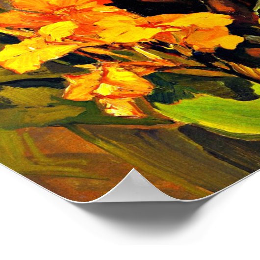 Canna Lilies, Blumengemälde von Franz Bischoff, Poster (Ecke)