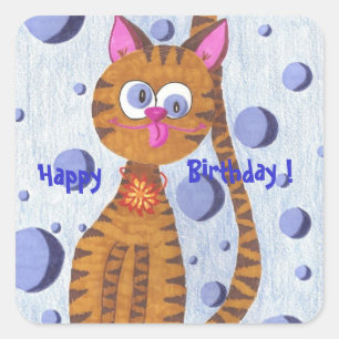 Cannelle Katze alles Gute zum Geburtstag! Quadratischer Aufkleber