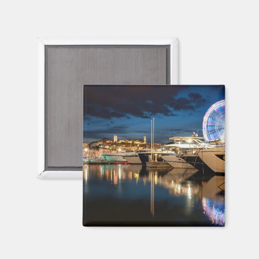 Cannes City at night port view Magnet (Vorderseite/Rückseite)