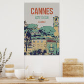 Cannes Côte d'Azur Le Suquet Illustration Frankrei Poster (Küche)
