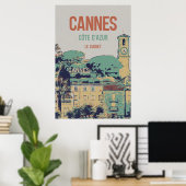 Cannes Côte d'Azur Le Suquet Illustration Frankrei Poster (Heimbüro)