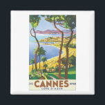Cannes Cote D'Azur Magnet<br><div class="desc">Vintage Reiseplakate, Gepäckaufkleber und Postkarten aus der ganzen Welt. Tolle Geschenkidee für Sammler! Karo unsere anderen Produkte mit diesem Design. Tragetaschen, T-Shirts und Tasse sind in vielen Stilen und Farben erhältlich. Nicht alle Bilder funktionieren bei allen Produkten gut. Wenn Sie ein Bild auf einem bestimmten Produkt platzieren möchten und Sie...</div>