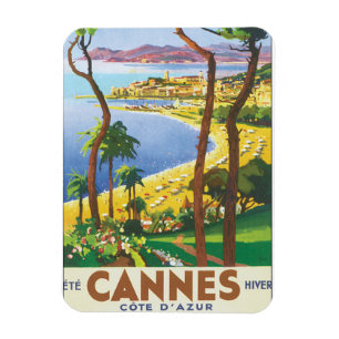 Cannes Cote D'Azur Vintage Reiseposter Magnet