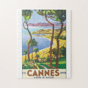 Cannes Cote D'Azur Vintage Reiseposter Puzzle