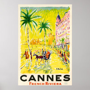 Cannes Cotes d'Azur Südfrankreich Vintage Reise Poster