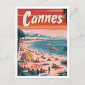 Cannes France Art Vintage Reise - Illustration Postkarte (Vorderseite)