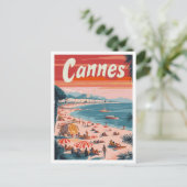 Cannes France Art Vintage Reise - Illustration Postkarte (Stehend Vorderseite)