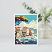 Cannes France Art Vintage Reise - Illustration Postkarte (Stehend Vorderseite)