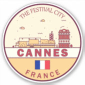 Cannes France Skyline Emblem Aufkleber (Vorderseite)