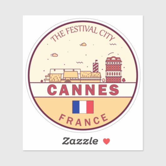 Cannes France Skyline Emblem Aufkleber (Blatt)