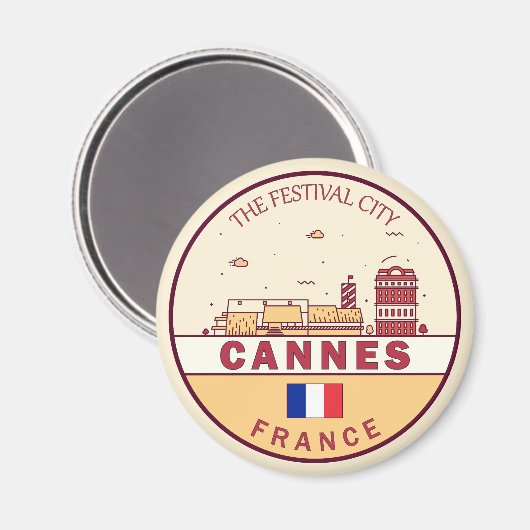 Cannes France Skyline Emblem Magnet (Vorderseite/Rückseite)
