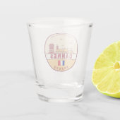 Cannes France Skyline Emblem Schnapsglas (Rückseite)