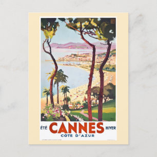 Cannes France Vintag Côte d'Azur Postkarte