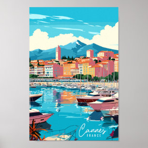 Cannes France Vintage Illustration Poster