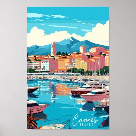 Cannes France Vintage Illustration Poster (Vorne)