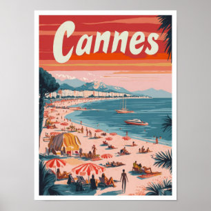 Cannes Frankreich Kunst Vintage Reise Illustration Poster