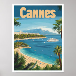 Cannes Frankreich Kunst Vintage Reise Illustration Poster